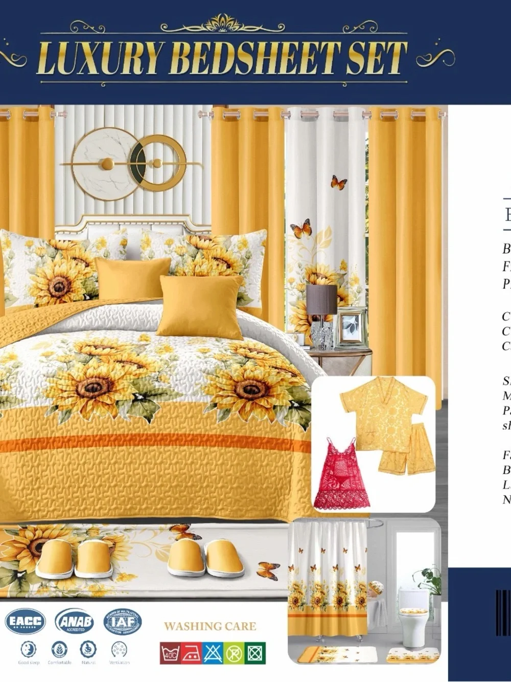 Luxury Bedspead Set in Gold and White - Elegant Home Bedding 26 pieces
